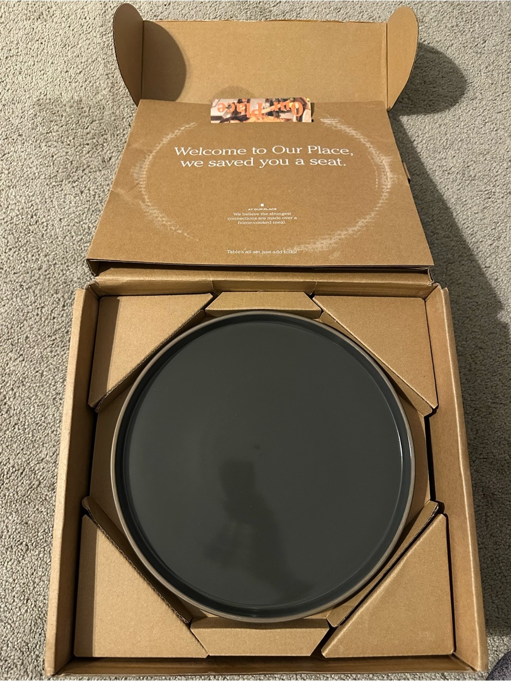 NIB OUR PLACE 4 PIECE MIDI SET OF PLATES - CHAR COLOR